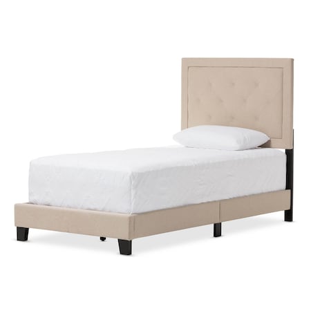 Baxton Studio Paris Modern Beige Linen Upholstered Twin Size Tufting Bed 125-6851
